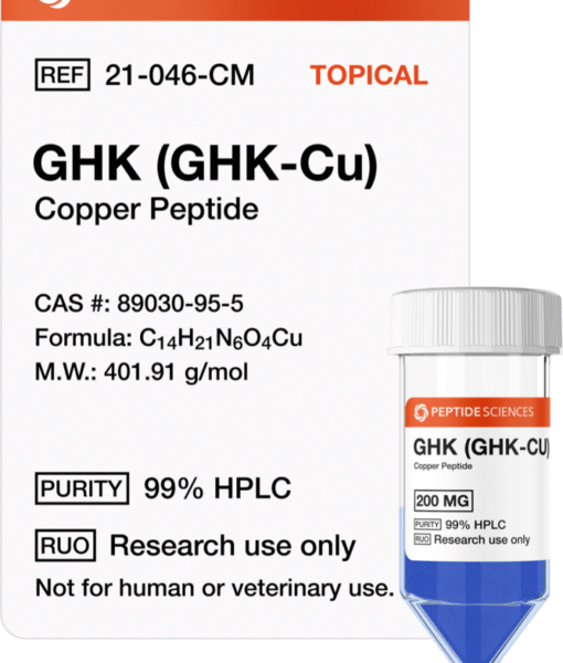 Bulk USA PEPTIDE SCIENCES GHK-Cu 200mg topical-grade raw research powder bottle displaying official batch labels.
