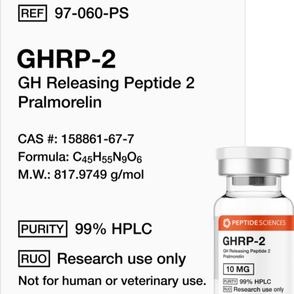 Premium GHRP-2 5mg growth hormone secretagogue research vial featuring the official USA PEPTIDE SCIENCES label.