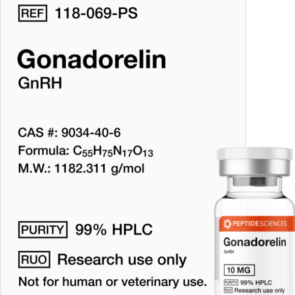 Premium Gonadorelin 10mg synthetic GnRH decapeptide research vial featuring the official USA PEPTIDE SCIENCES label.