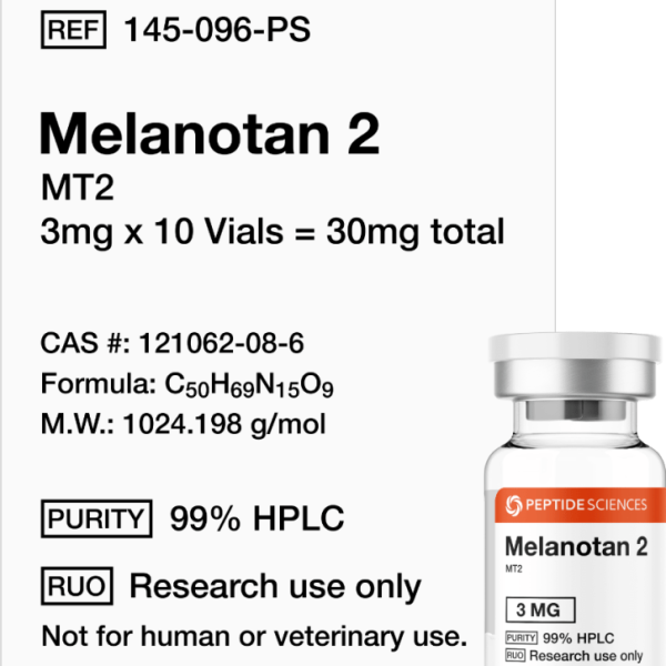 Professional 10-pack box of Melanotan 2 3mg research vials featuring the official USA PEPTIDE SCIENCES label.