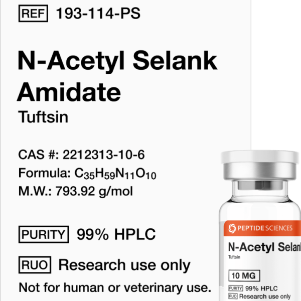 Premium N-Acetyl Selank Amidate 10mg neurogenic research vial featuring the official USA PEPTIDE SCIENCES label.