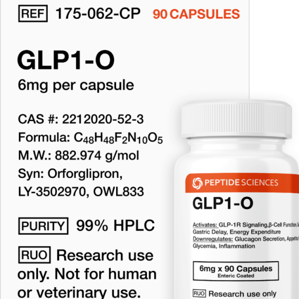 Premium laboratory capsule formulation engineered for advanced oral non-peptide GLP-1 receptor agonist research.