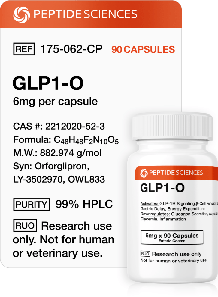 Orforglipron (6mg x 90 Capsules = 540mg) Premium laboratory capsule formulation engineered for advanced oral non-peptide GLP-1 receptor agonist research.