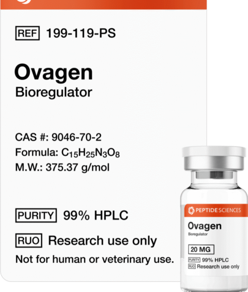 Premium Ovagen 20mg liver bioregulator vial featuring the official USA PEPTIDE SCIENCES label.