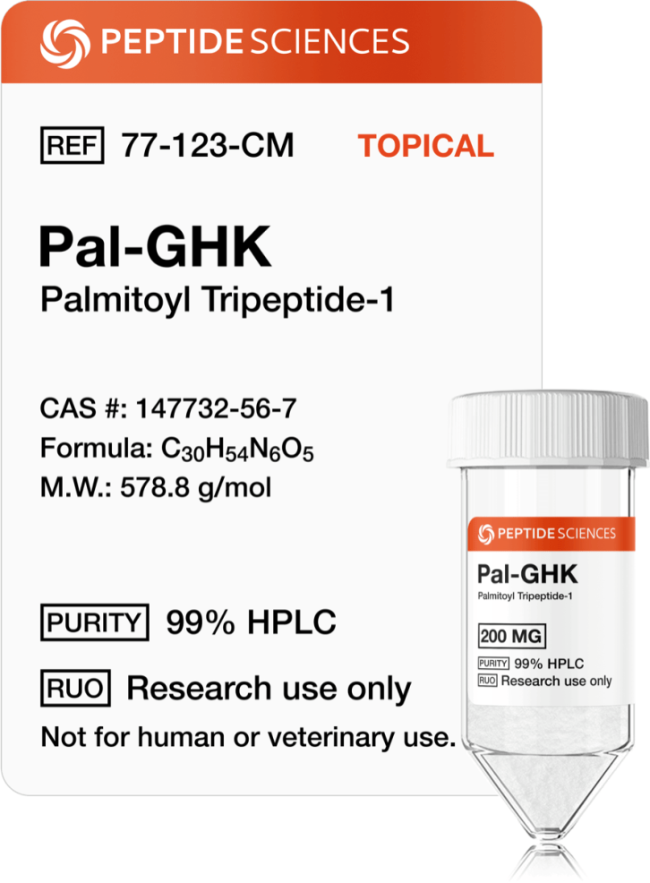 Pal-GHK 200mg (Palmitoyl Tripeptide-1) (Topical) Laboratory scientist checking analytical HPLC graphs verifying 99 percent purity for Pal-GHK.