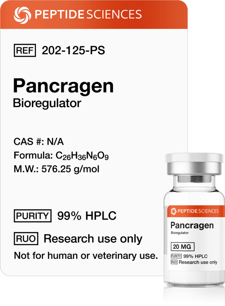 Pancragen 20mg (Bioregulator) Laboratory scientist checking analytical HPLC graphs verifying 99 percent purity for Pancragen.