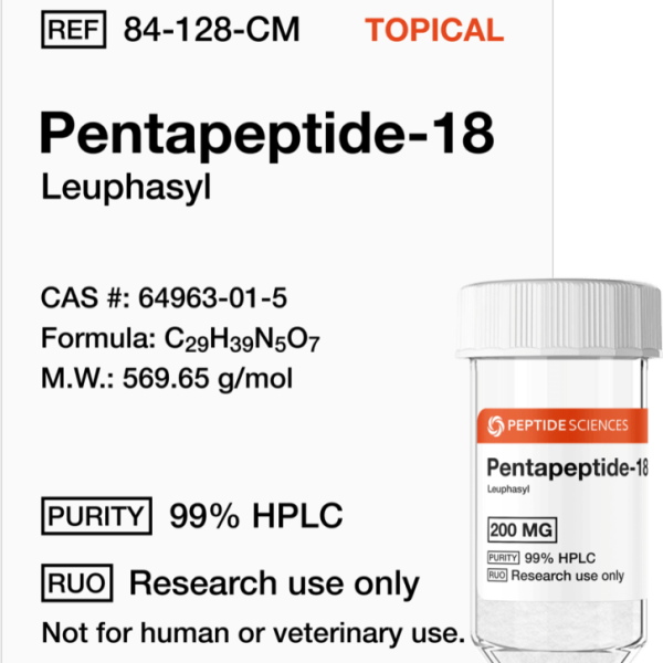 Premium Pentapeptide-18 200mg topical research vial featuring the official USA PEPTIDE SCIENCES label.