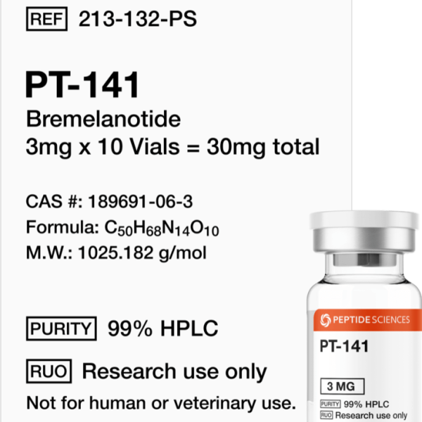 Secure laboratory packaging designed for safe international transport of cyclic melanocortin peptides.