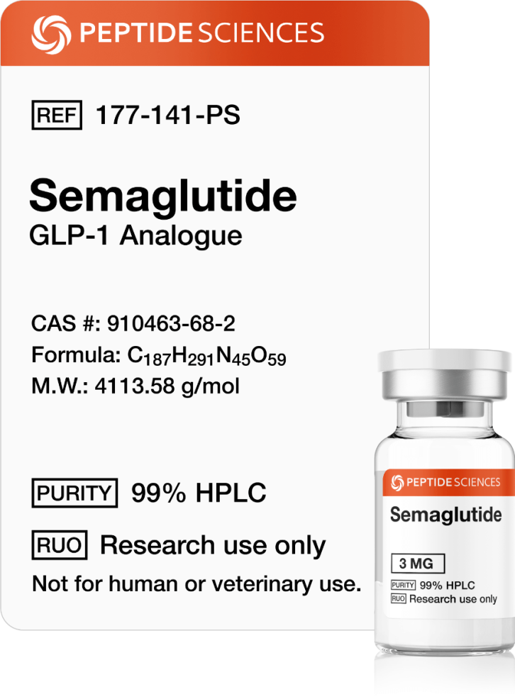 Semaglutide 3mg Laboratory scientist checking analytical HPLC-MS graphs verifying 99 percent purity for Semaglutide.