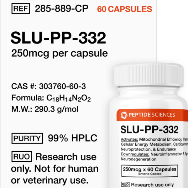 High-purity 250mcg SLU-PP-332 capsules for metabolic research applications.