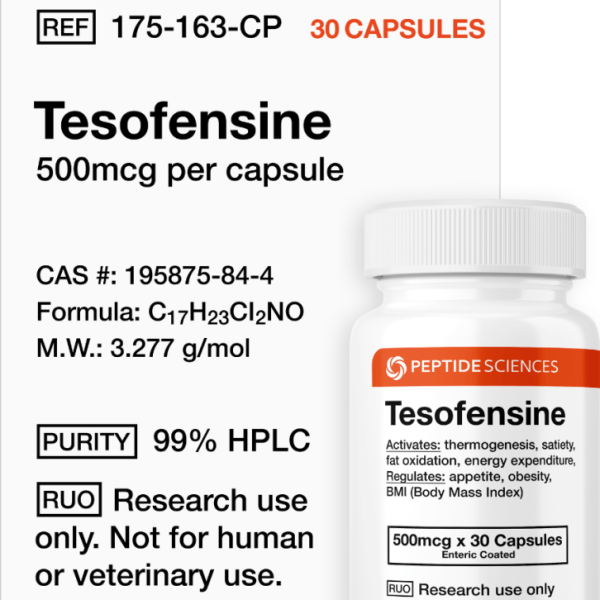 High-purity Tesofensine 500mcg encapsulated research compound for preclinical metabolic regulation and monoaminergic neurotransmission studies