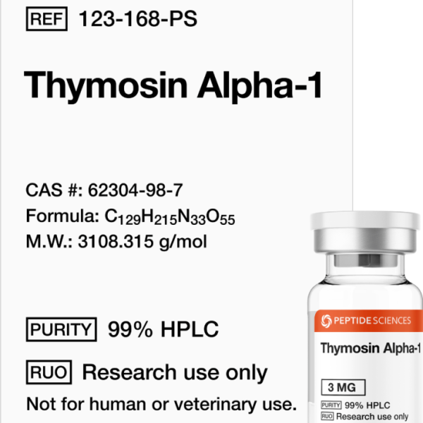 Premium sealed peptide vial packaging for Thymosin Alpha-1 3mg by USA PEPTIDE SCIENCES laboratory series