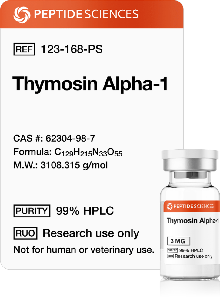 Thymosin Alpha-1 3mg Premium sealed peptide vial packaging for Thymosin Alpha-1 3mg by USA PEPTIDE SCIENCES laboratory series