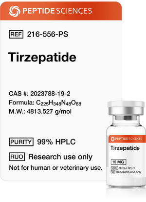 Tirzepatide 15mg dual GIP GLP-1 receptor agonist vial with premium research labeling