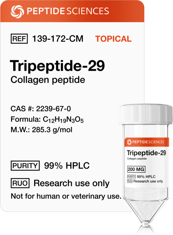 Tripeptide-29 200mg (Collagen peptide) (Topical) Tripeptide-29 200mg collagen peptide vial with premium research labeling
