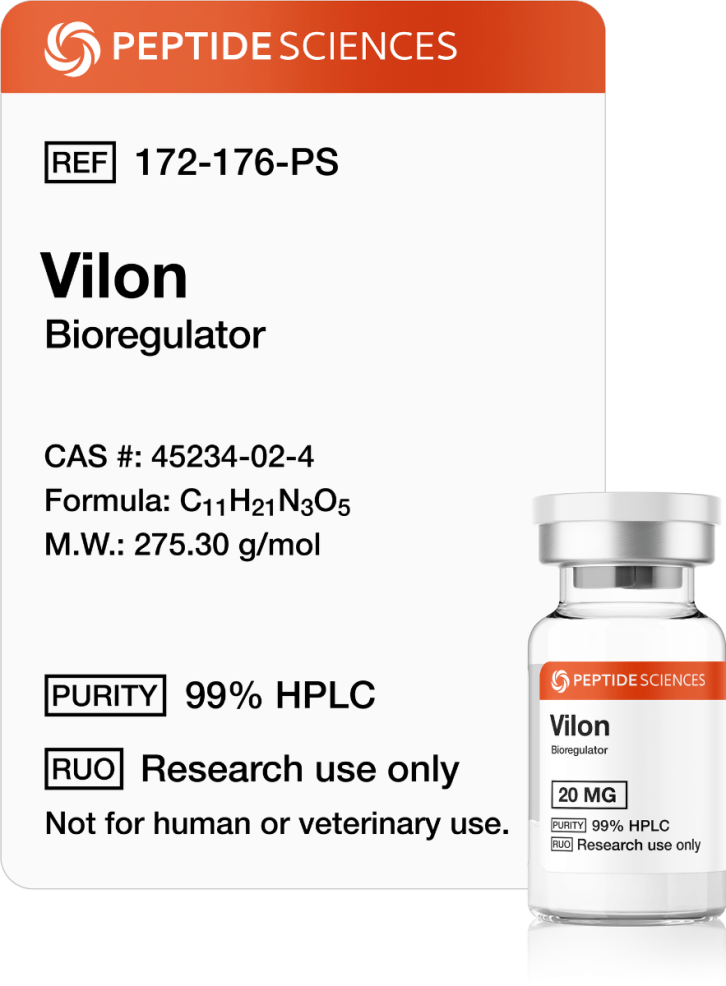 Vilon 20mg (Bioregulator) Vilon 20mg bioregulator peptide vial with premium research labeling